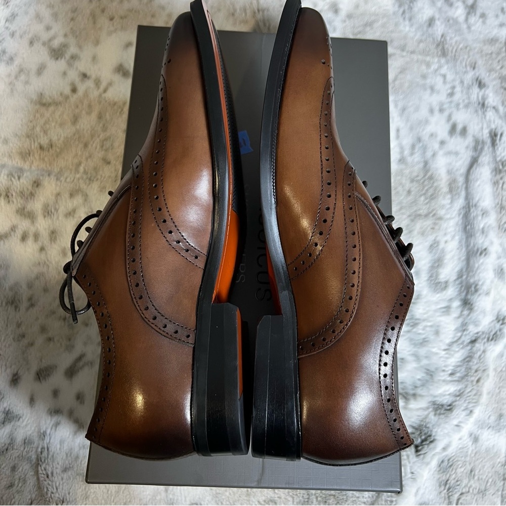 New Men’s Brown Leather Oxford Dress Shoes sz 7 / 38 - Picture 10 of 13